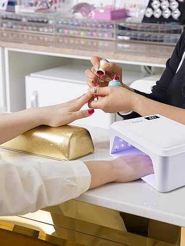 Miniatura 8 de Kalolary - Lámpara de uñas LED UV de 72 W para esmalte de uñas a presión, secado de uñas a presión, secadora de uñas grande con reposamanos de uñas