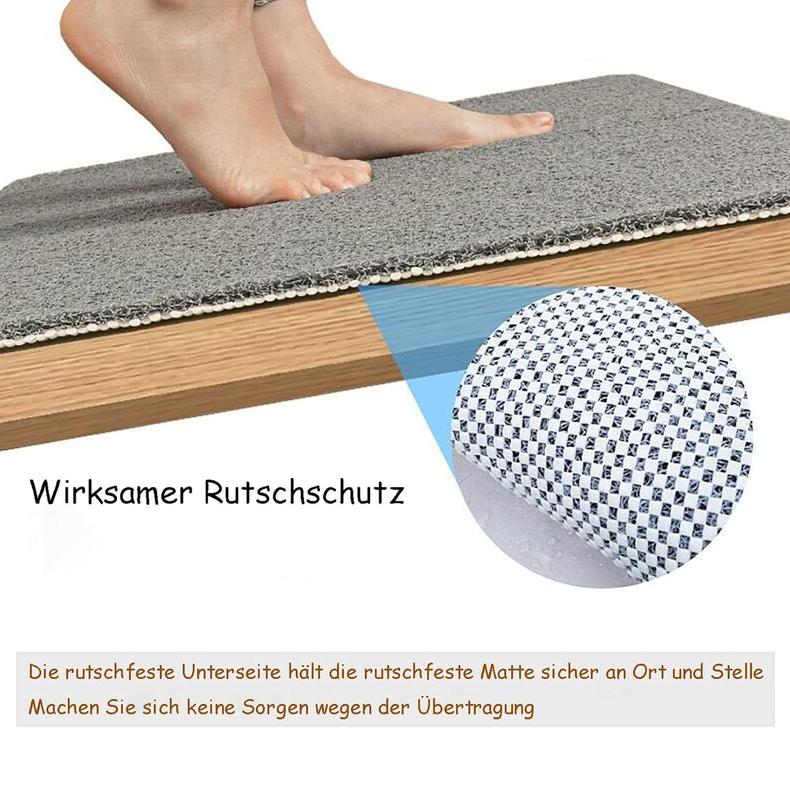 Alfombra Ducha Antideslizante 50X100 cm Suave y cómoda Alfombrilla de baño con Agujeros de Drenaje, PVC de luffa Masaje Antideslizante para Ducha, Secado rápido