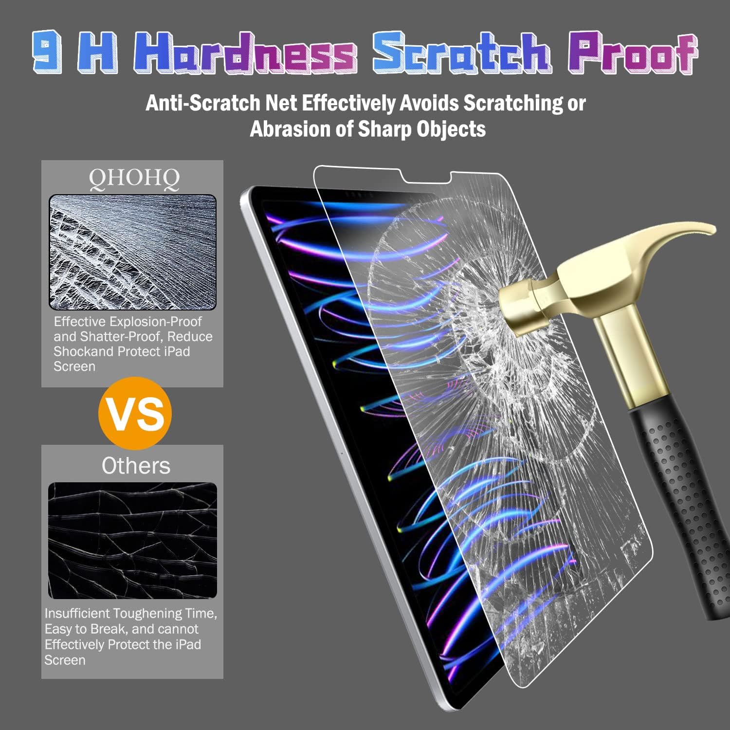 QHOHQ [2+2 Pack] Tempered Glass Screen Protector for iPad Pro 11 2022/2021/2020 (4th/3rd/2nd Generation) with Camera Lens Protector, Ultra HD, Anti-Scratch, Designed for Face ID＆Apple Pencil