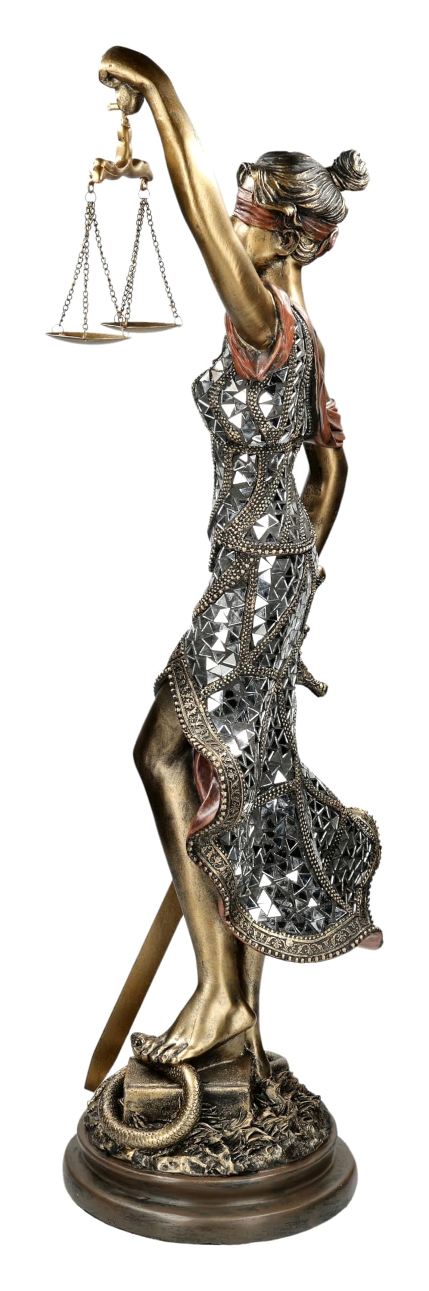 Figuren Shop GmbH Justitia Figur – Moderne Darstellung der Göttin der Gerechtigkeit (82 cm) – handbemalte Kunststein-Skulptur – Edle Deko für Kanzlei, Büro & Notariat – Geschenkidee für Juristen