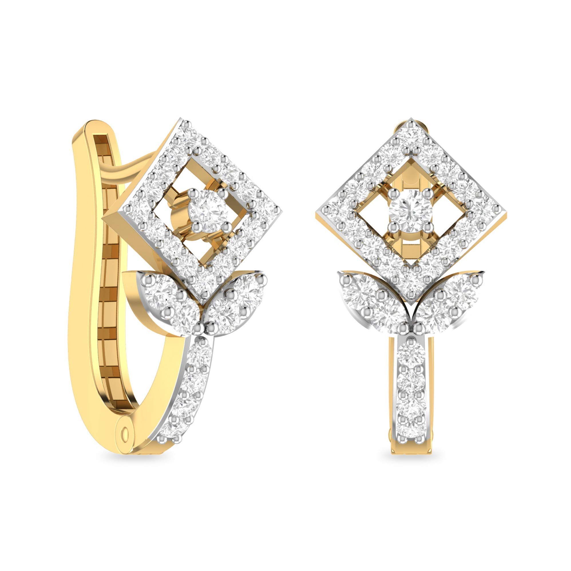 Yellow Gold and Solitaire Stud Earrings for Women-image-30