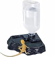 MRTIOO 17oz Automatic Reptile Water Feeder Bowl for Geckos, Lizards, Turtles, Bearded Dragons - Terrarium Tank Dispenser, Black