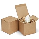 Eupako Gift Boxes 4x4x4 25 Pack Brown Kraft Paper Box with Lids Party Favor Boxes for Bridesmaids Proposal, Crafting, Cupcake, Wedding, Christmas