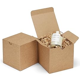 Eupako Gift Boxes 4x4x4 25 Pack Brown Kraft Paper Box with Lids Party Favor Boxes for Bridesmaids Proposal, Crafting, Cupcake, Wedding, Christmas