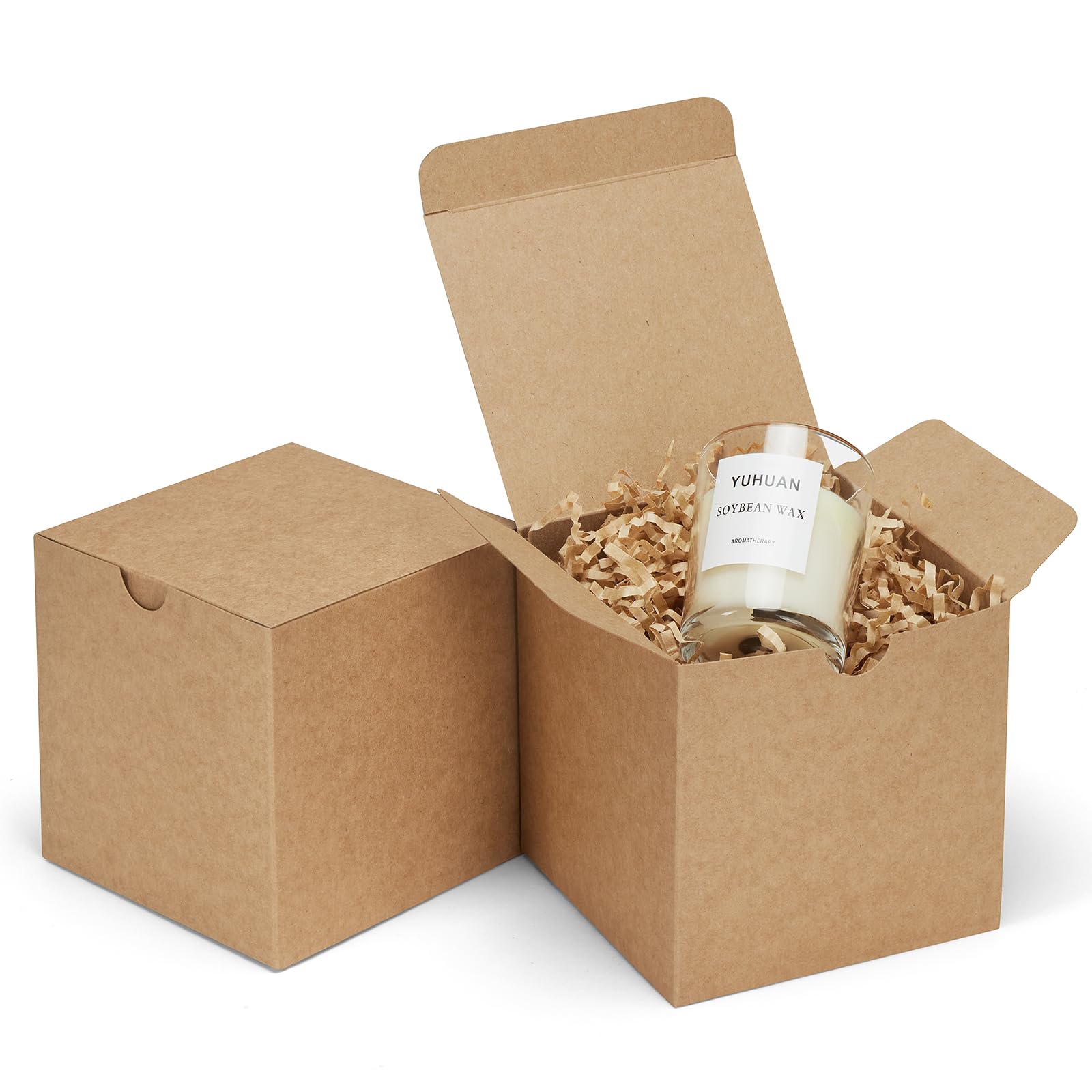 Eupako Gift Boxes 4x4x4 50 Pack Brown Kraft Paper Box with Lids Party Favor Boxes for Bridesmaids Proposal, Crafting, Cupcake, Wedding, Christmas
