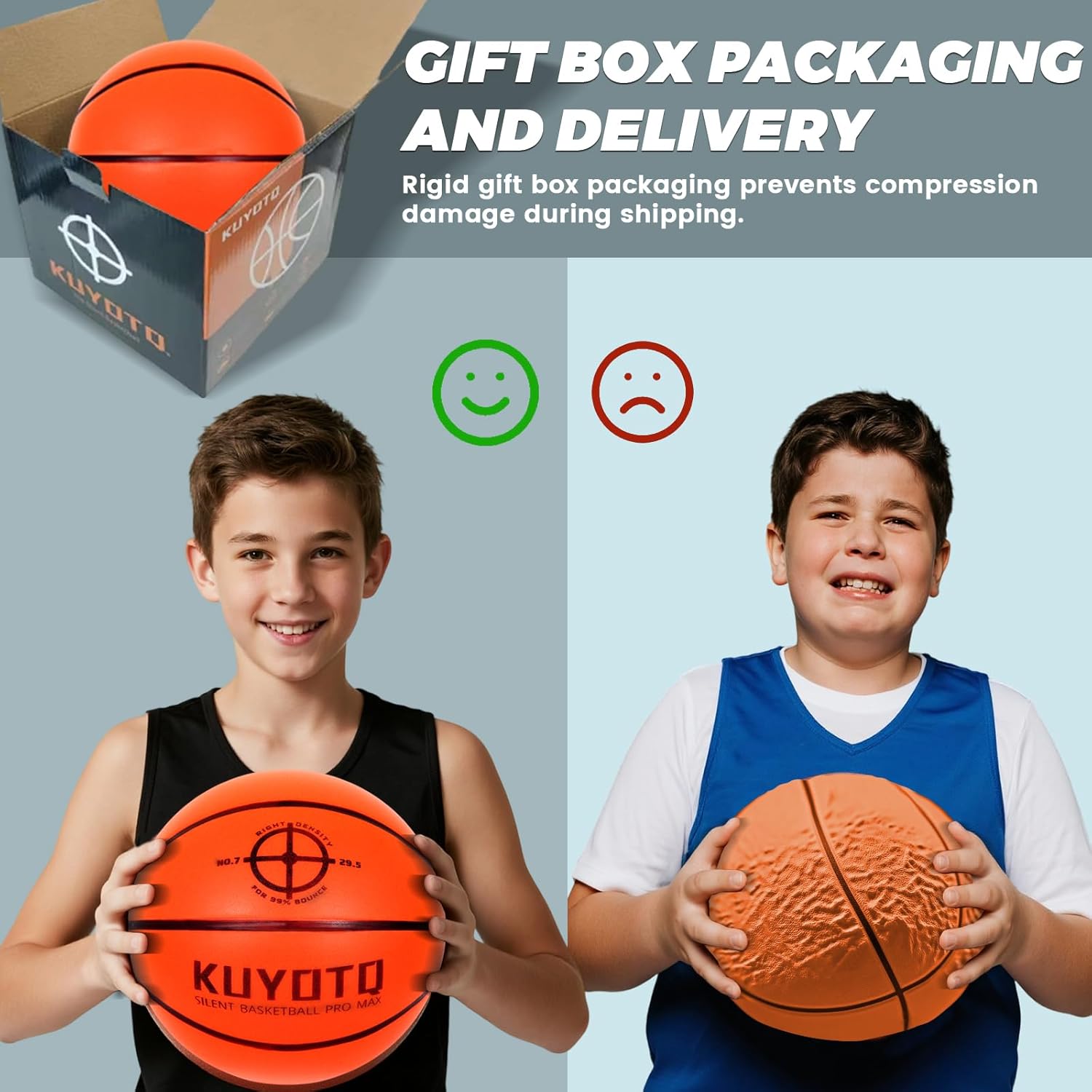 KUYOTQ Silent Basketball Size 5 Soft Cloth Cover and Size 7 1.3lbs/500g Official Weight for True Game Feel High Density Indoor Practice No Shedding Quiet Use in Apartments Home Gyms Ready to Play