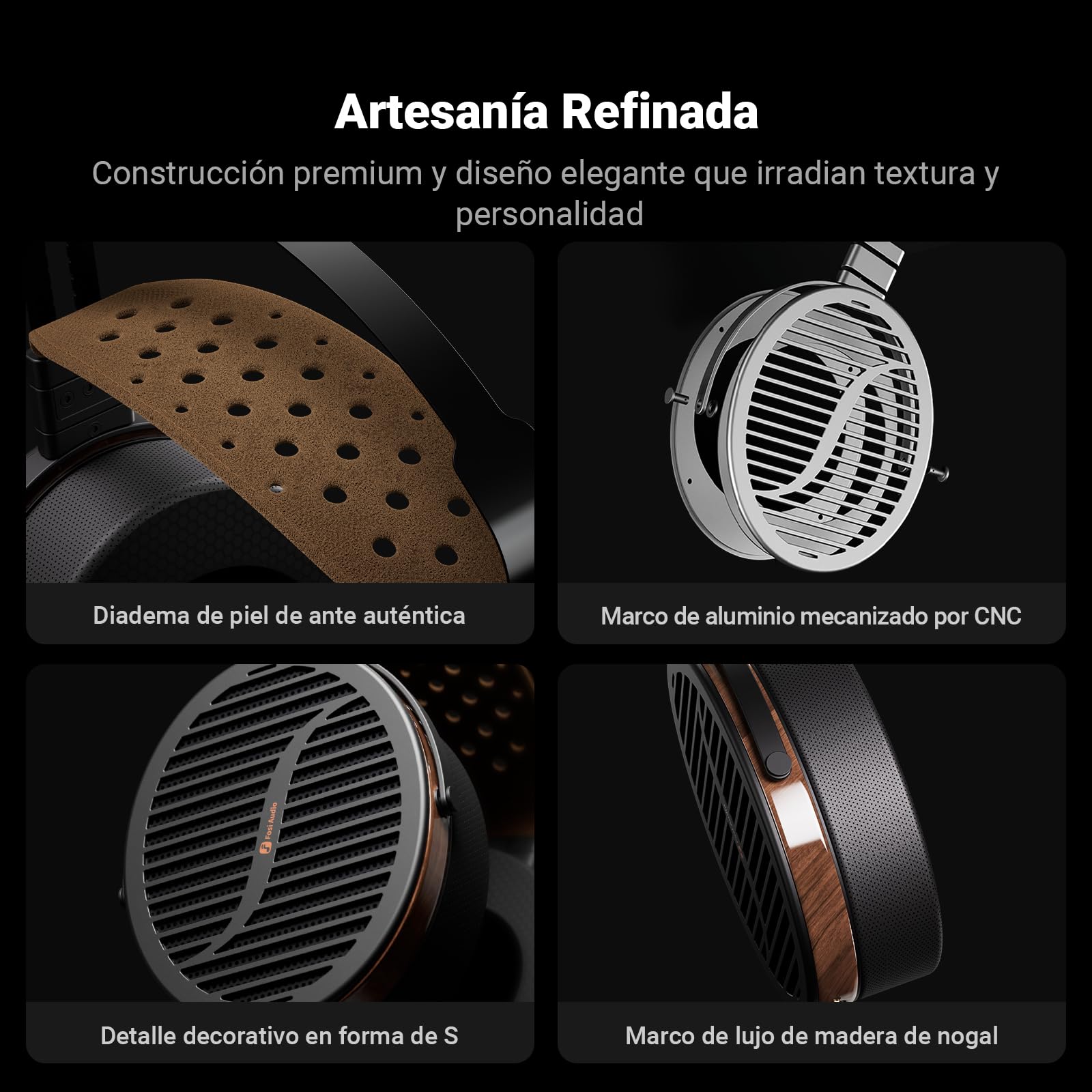 Fosi Audio i5 Auriculares Magnéticos Planares de Respaldo Abierto con Diafragma ultra Grande de 97mm,Metal CNC&Madera de Nogal, Auriculare de Estudio con Cable Audiófilos para Dispositivos Multifuente