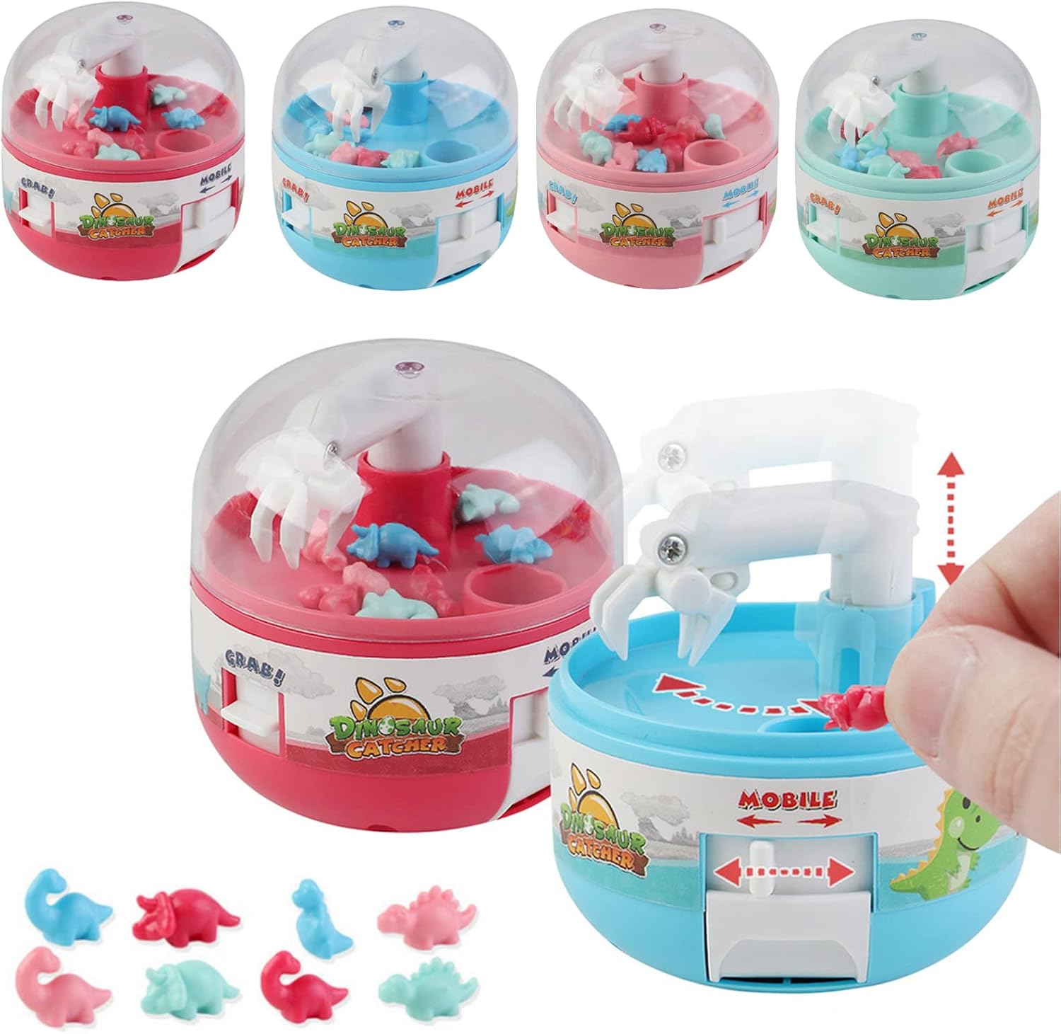 8 Tiny Dinosaur Grabber Prize Dispenser Vending Machine Toy, 2022 New