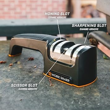 Work Sharp Pull Through Kitchen Sharpener - Sharpens Chef's Knives Quickly, Easily and Extremely Effectively, Black