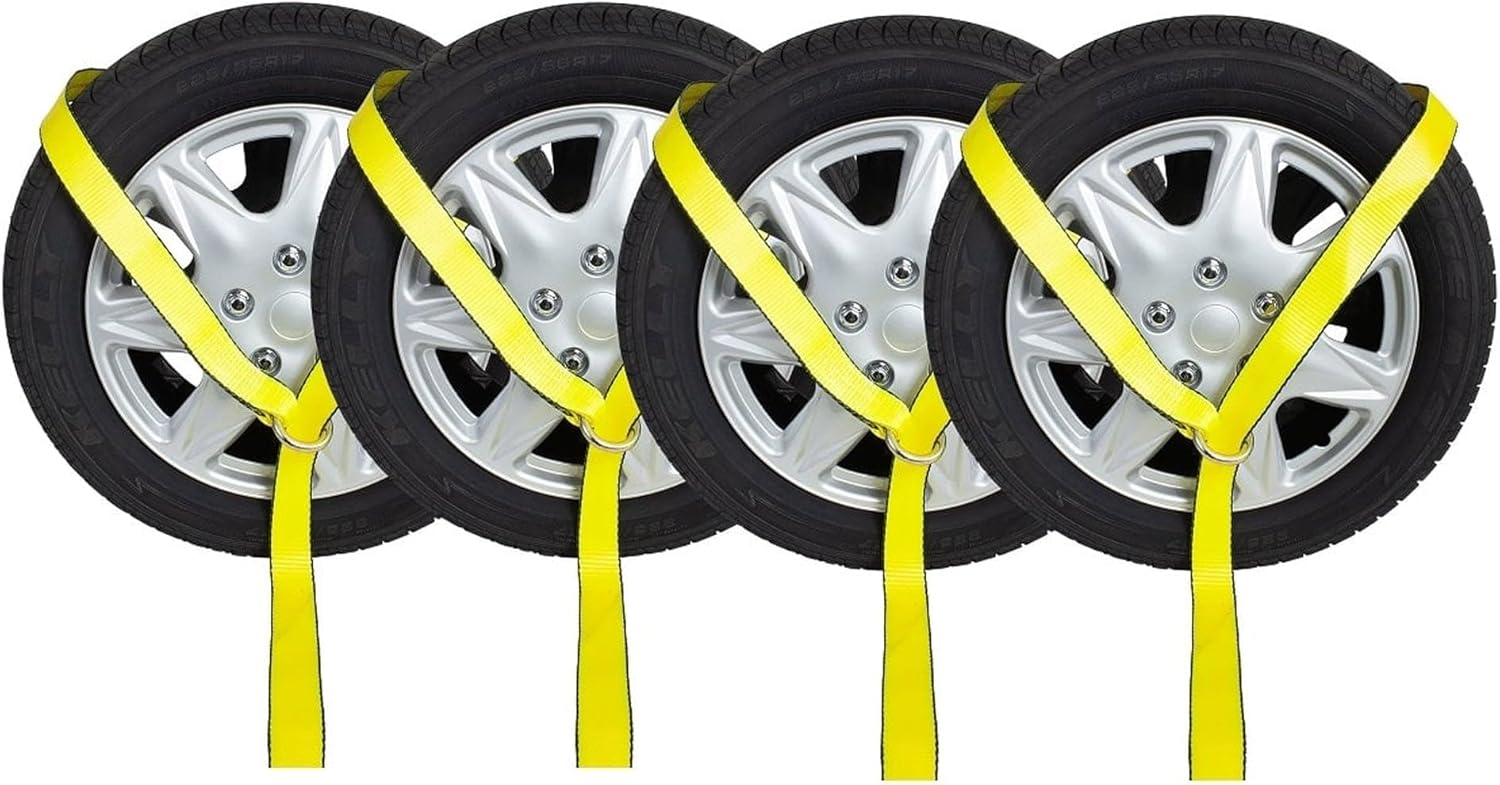 Mytee Products (4 Pack) 2" x12' Winch Lasso Strap w/O Ring Auto Tow Tie Down Wheel Net