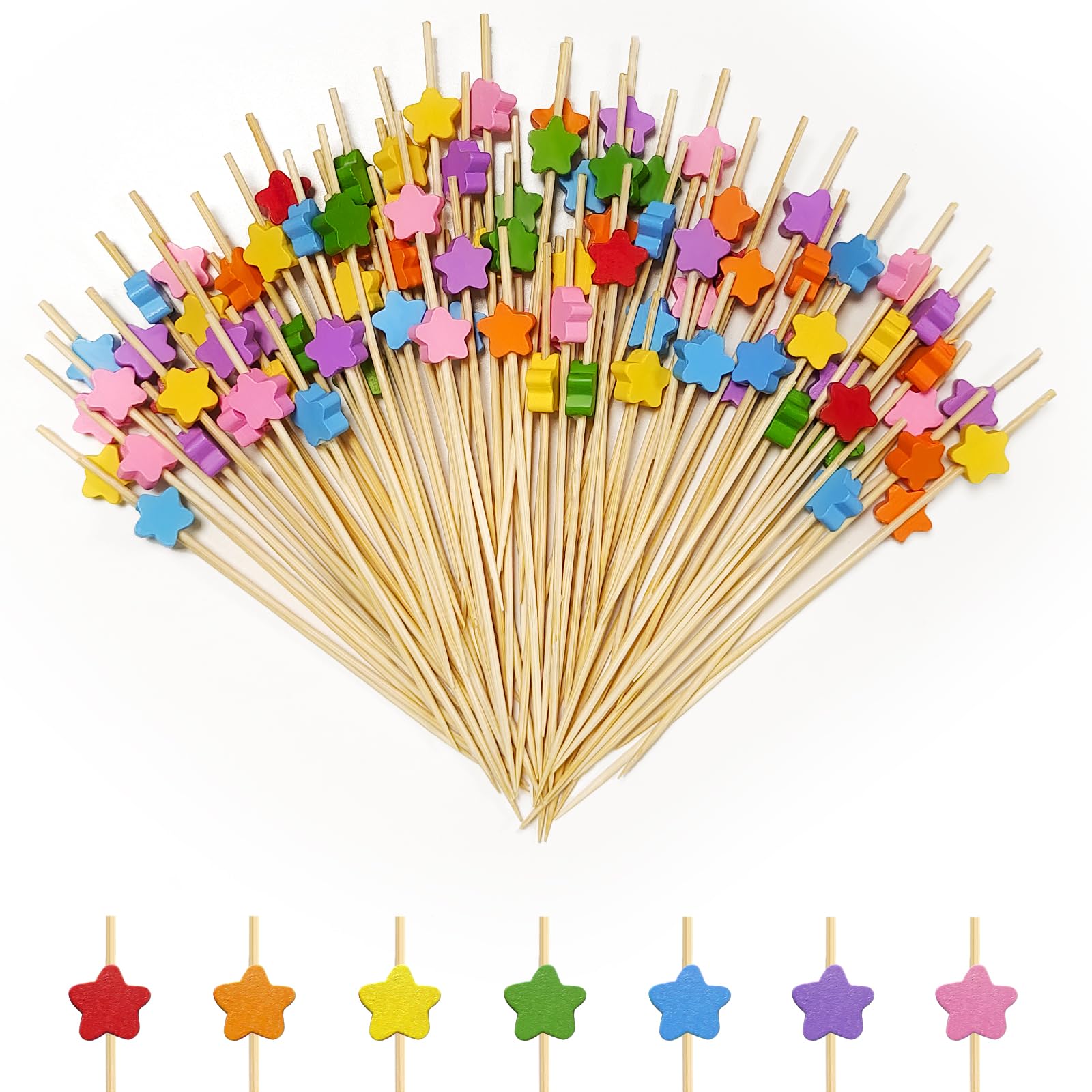 100 Pezzi Stuzzicadenti da Cocktail,Colorati Bastoncino da Cocktail,Stuzzicadenti per Feste,12cm Stuzzicadenti Decorativi per Compleanno,Festa
