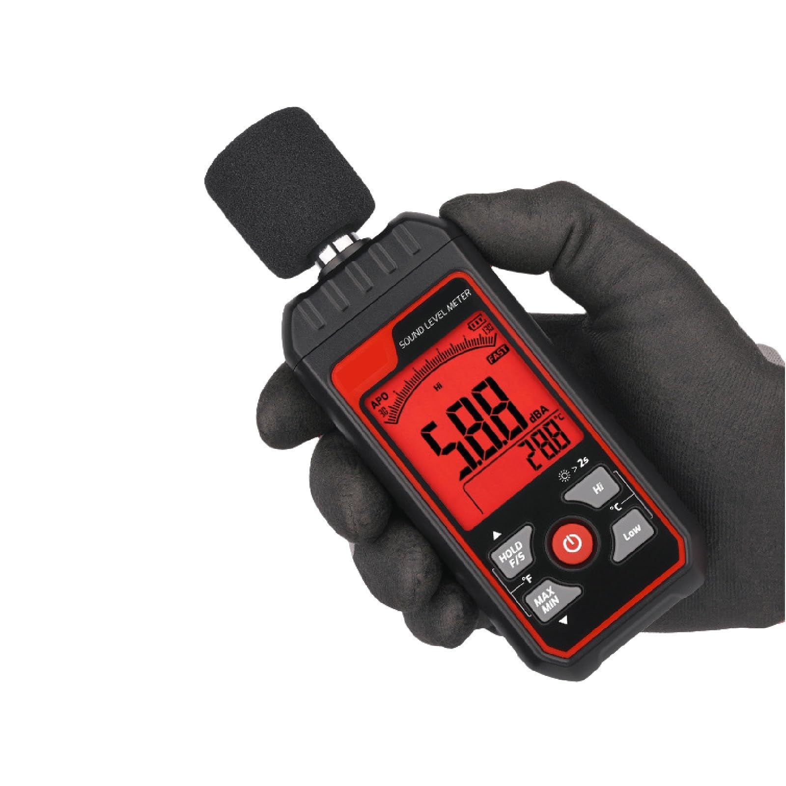 Decibelmetro, Rilevatore di rumore 30~130dB Misuratore decibel livello sonoro Batteria Carica USB