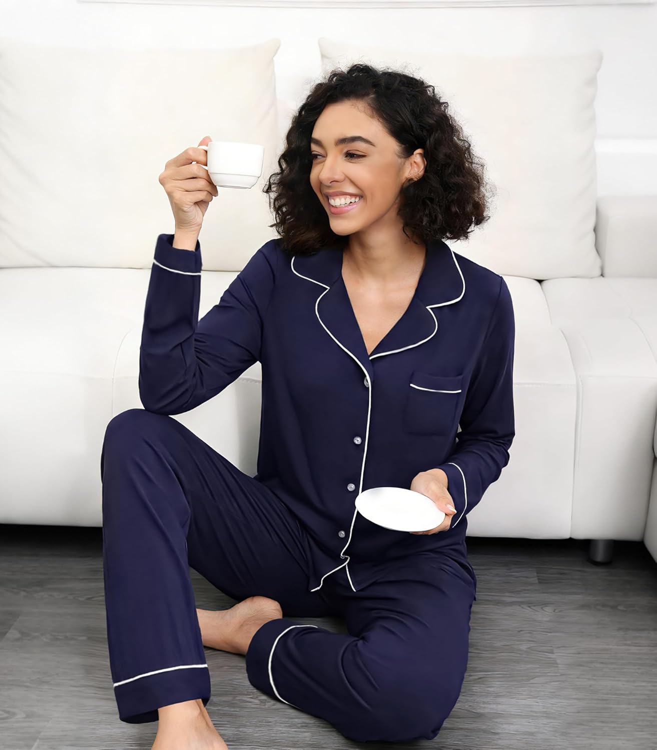 WiWi Viscose from Bamboo Women's Pajamas Set Super Soft Button Down Top and Pants Sleepwear Cooling Pjs S-3X - Image 2