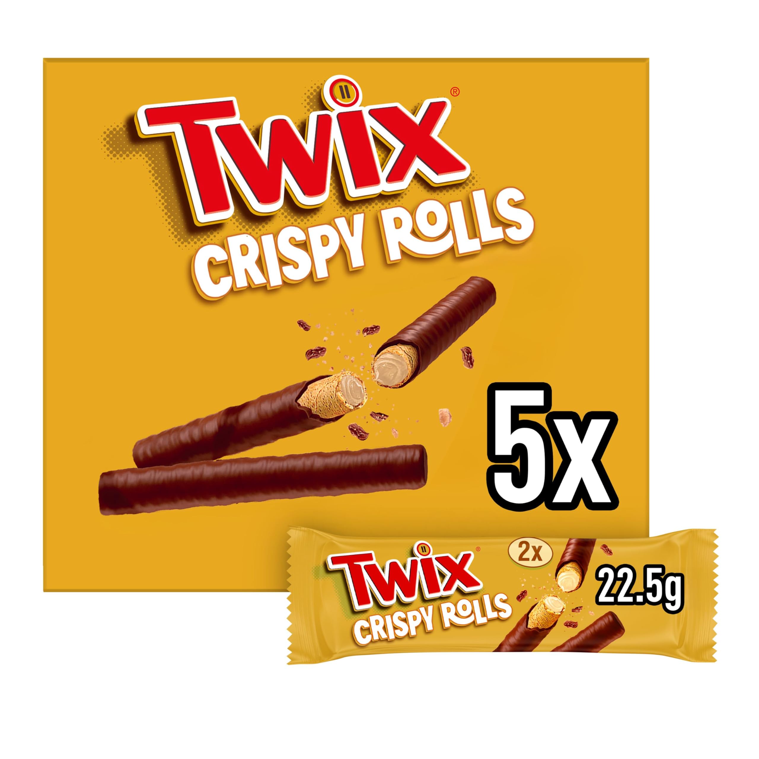 Twix Milk Chocolate Caramel Wafer Crispy Rolls Snack Bars Case of 24