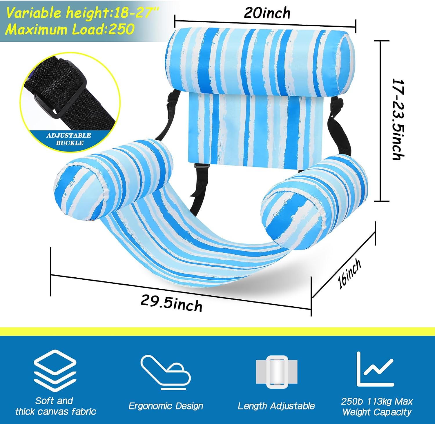 6 Pcs Inflatable Pool Floats Chairs Adult Floating Lounge Chair Adjustable Hammock Water Floating Chair Tropical Leaf Plants Swimming for Summer Party Beach Water Lake Fun