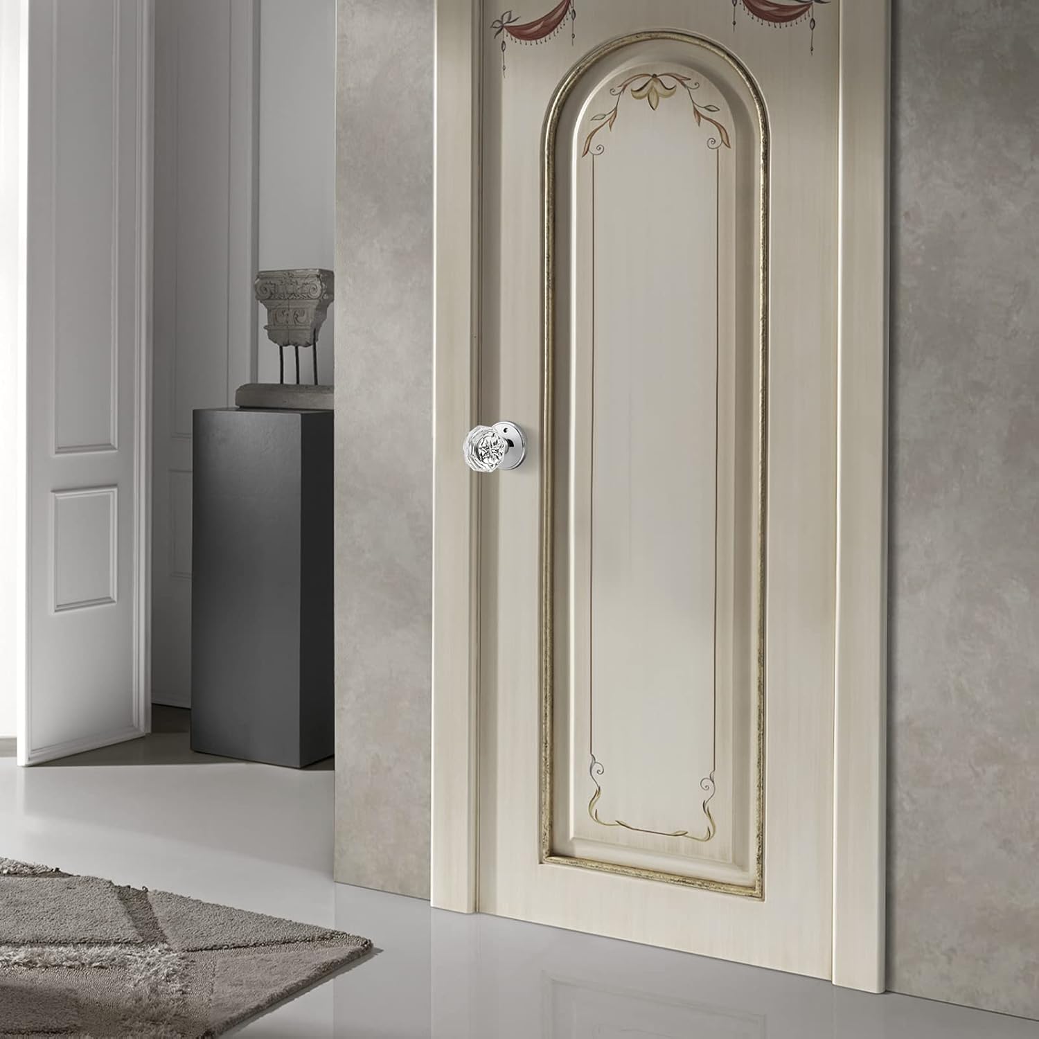 🔥 Flаѕh Sаlе Gobrico 10 Pack Crystal Doorknobs for Bedroom Bathroom,Diamond Glass Interior Door Locks in Polished Chrome,Octagonal Privacy Knobs Door Handles with Classic Rosette