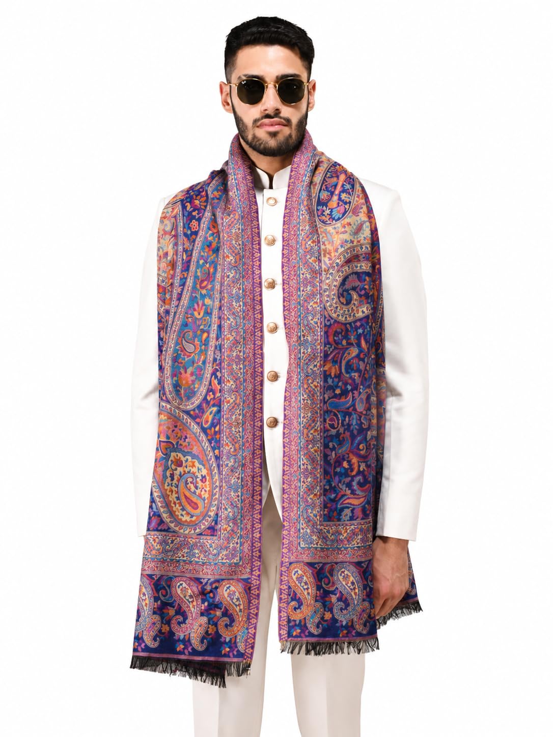 pashtush Mens Ethnic Weave Stole, Rich Garden-picture-27