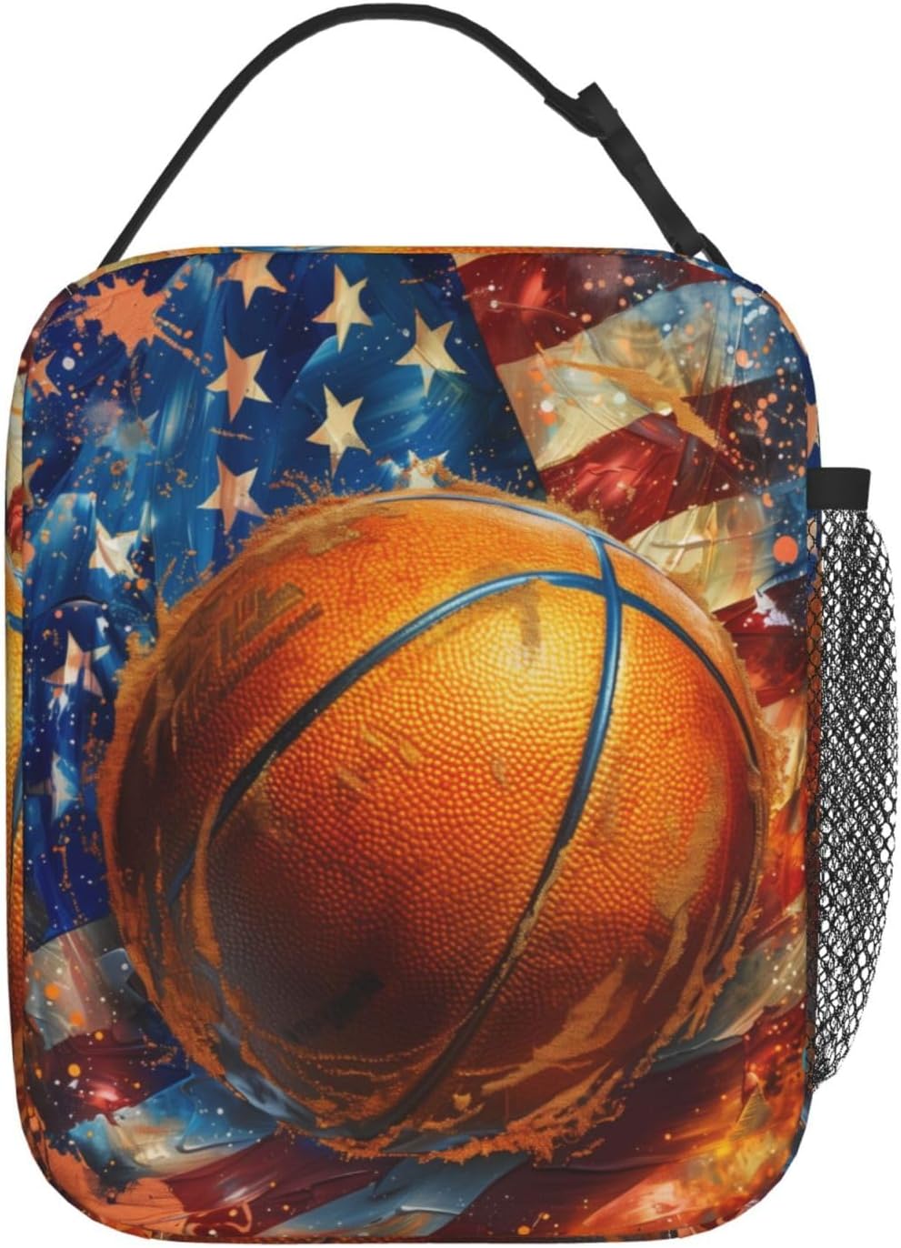 Insulated Lunch Box for Boys Girls Basketball Lunch Box for Work,Picnic,School,Travel,Hiking,Beach or Fishing Polyester Sport Basketball Theme Lunch Bag