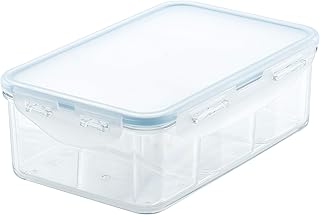 LOCK & LOCK Purely Better Tritan Container/Rectangle Food Storage Bin with Divider, 34 Ounce, Clear