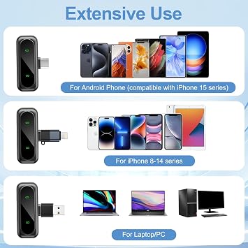 Wireless Lavalier Microphone for Iphone/Android/Pc, Mini Lapel Microphone with Noise Cancellation,Compatible for Video Recording, Vlog, Interviews, Youtube, Tiktok | Mini, Noise Reduction, Video Recording, Vlog/Interviews, YouTube/TikTok