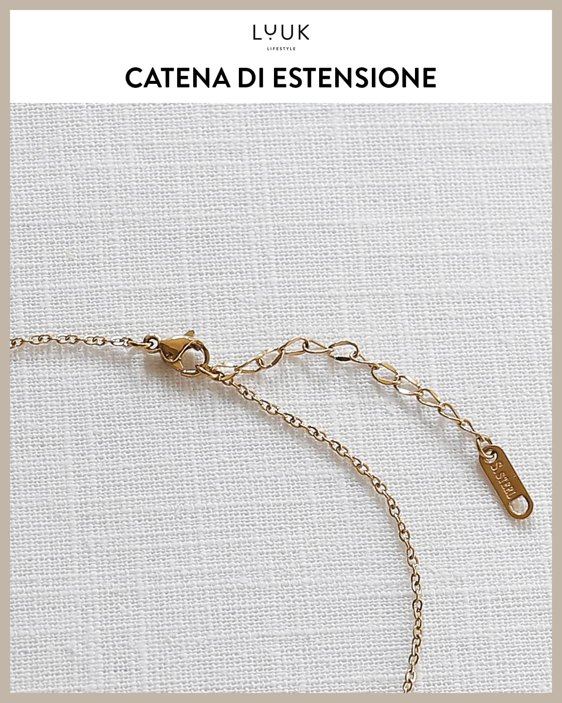 LUUK LIFESTYLE Collana con Ciondolo con carta HAPPINESS, 50cm | Ciondolo Diverso, Acciaio Inossidabile, Impermeabile, Ipoallergenico, Catena Regolabile, Regalo per Lei, Donna