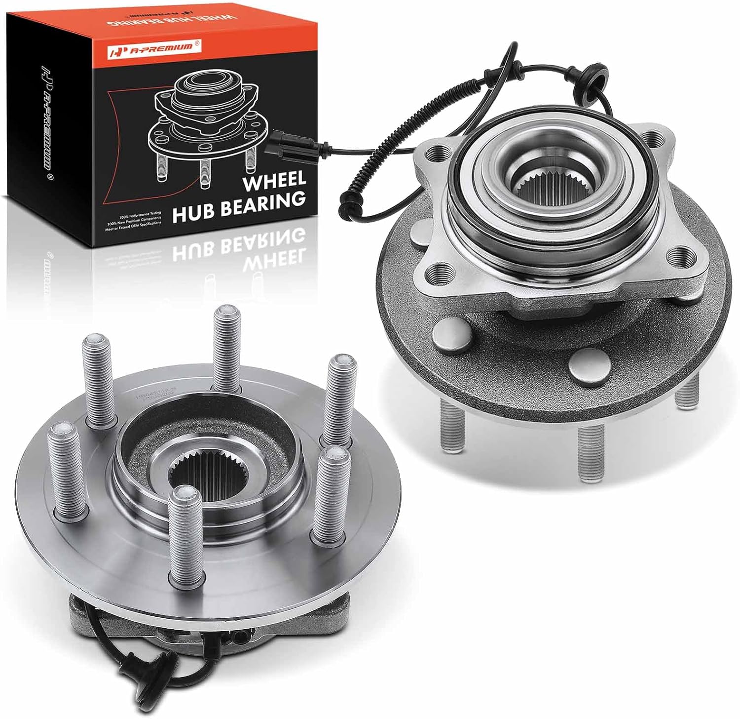 A-Premium 2 x Rear Wheel Bearing and Hub Assembly with ABS & 6-Lug Compatible with Ford Expedition 2015-2017, Lincoln Navigator 2015-2017