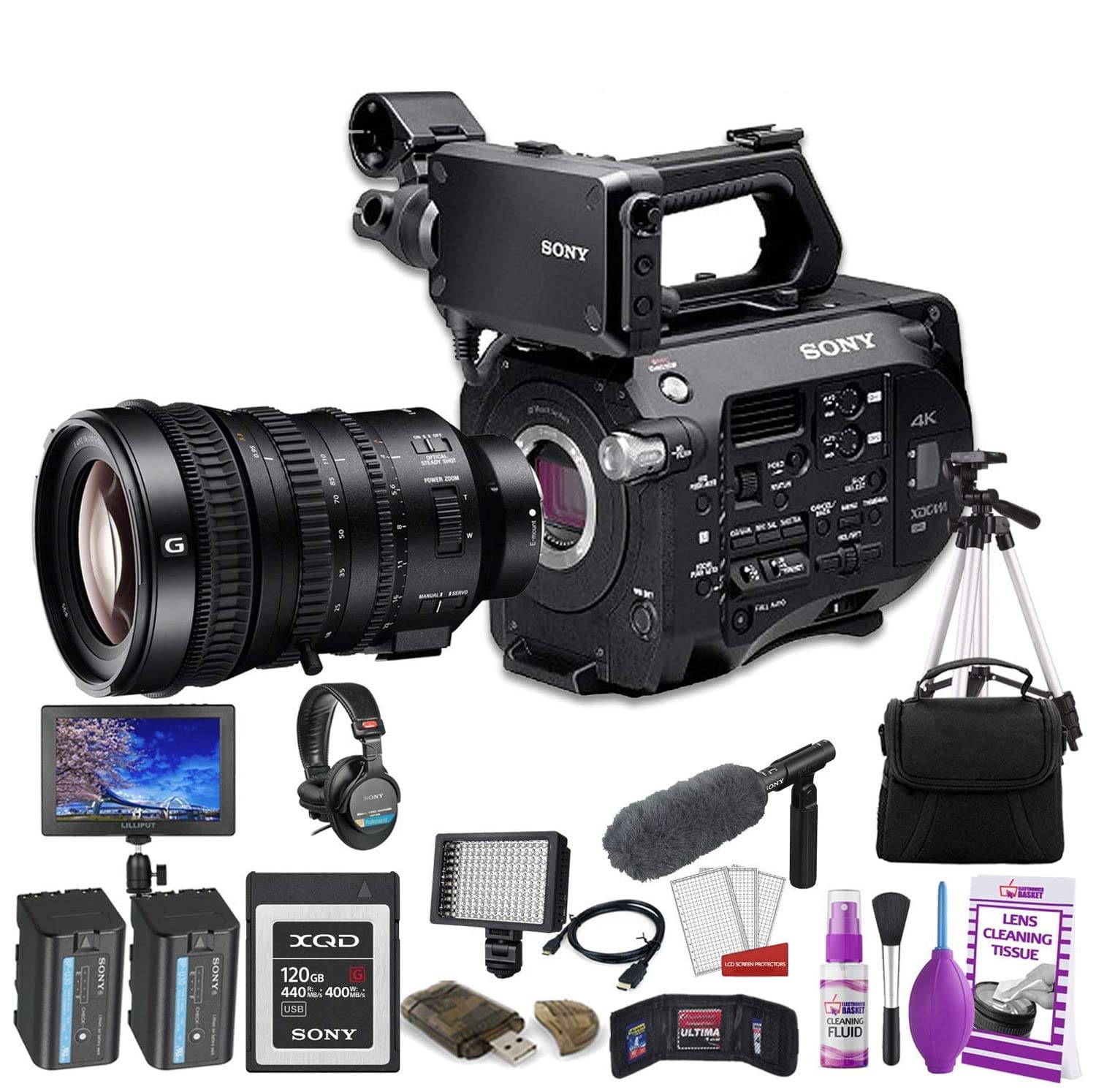 Sony PXW-FS7 XDCAM Super 35 Camera System (PXW-FS7) W/Sony E PZ 18-110mm Lens, 120GB Memory Card, Ba