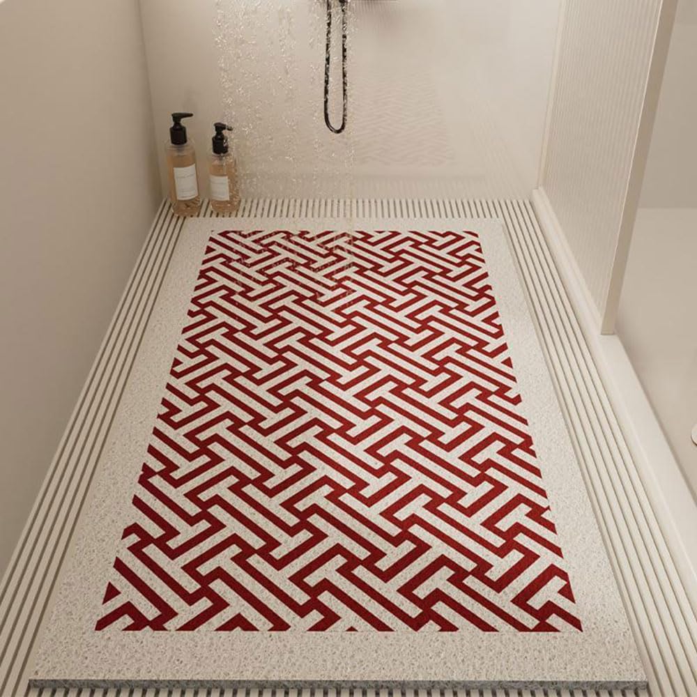 Alfombrilla Antideslizante para baño, Alfombrilla de Ducha de Goma Suave de Secado rápido, Alfombrilla Antideslizante para bañera y Ducha (Rojo, 80x120cm)