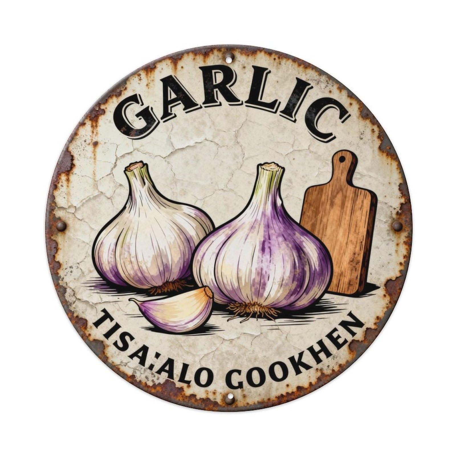 GARLIC Metal Tin Sign Plaque
