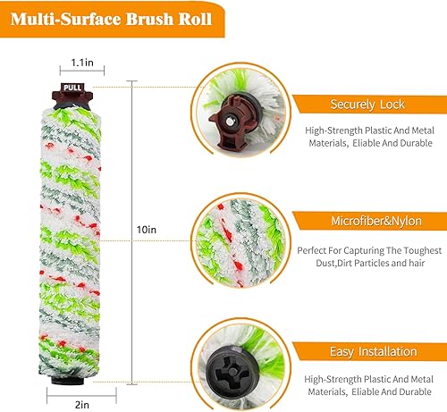 Miniatura 3 de 1785 2306A Crosswave Pet Pro - Piezas de repuesto para cepillo de rodillo Bissell Crosswave y filtro de repuesto cruzado (2 rollos de cepillo para