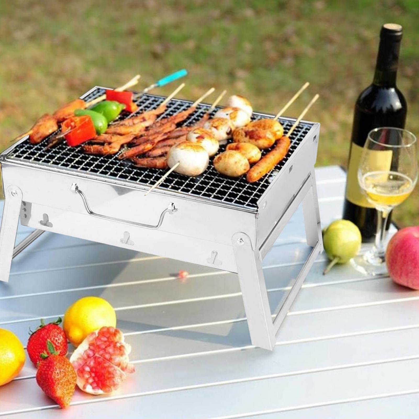 Grill ze stali nierdzewnej - Łatwy w użyciu grill Grill węglowy Bez rdzy do grilla Kebab do japońskiego grilla 35x27x20cm