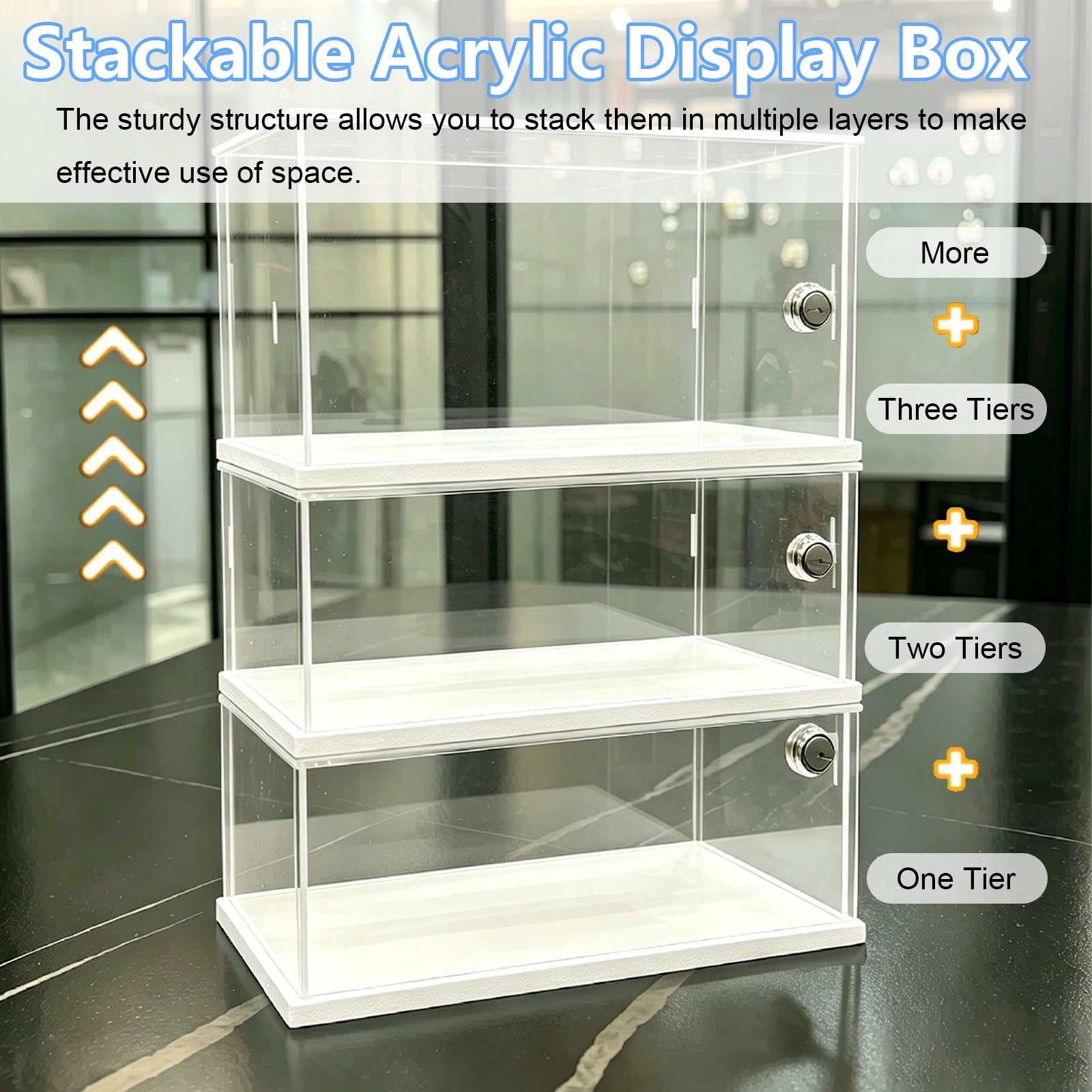 Teca Plexiglass Scatole Espositive in Acrilico per Oggetti da Collezione Assemblati, Vetrina Espositiva Trasparente in Acrilico per Miniature/Modelli di Auto(14x8x14in/35x20x35cm)