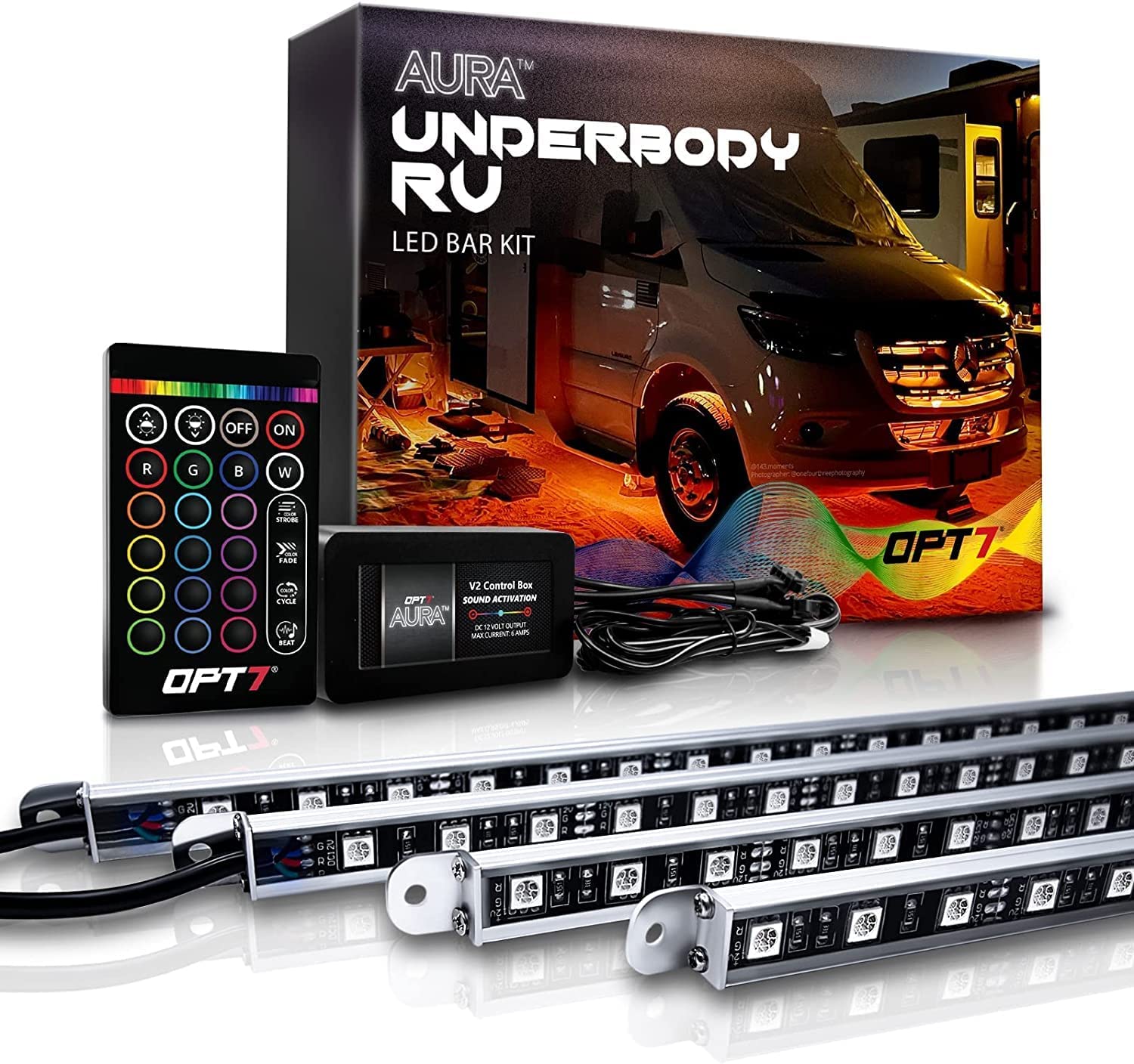 OPT7 Aura LED Glow Underbody Lighting Kit Full Color Spectrum 4 SmartColor Strips