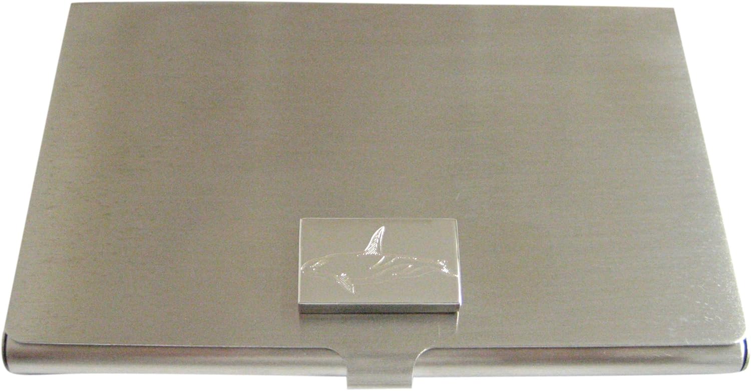 Kiola Designs Silver Toned Etched Killer Whale Orca Business Card Holder