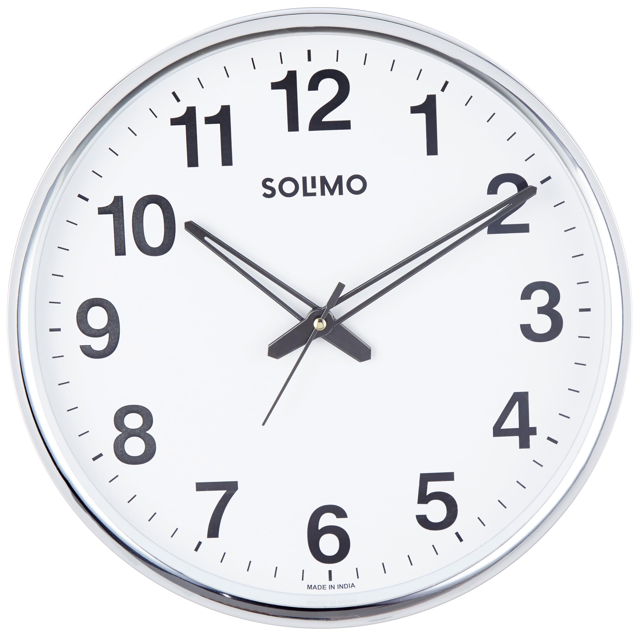 Amazon Brand - Solimo Round Office Analog Wall Clock | Silent Sweep Movement | Plastic and Glass | 12 Inch | White