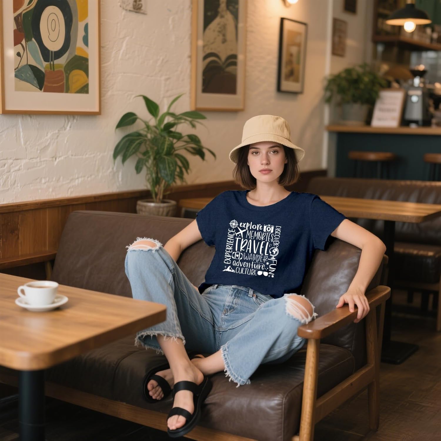 Travel Shirts for Women Adventure T-Shirt Traveling Themed Tee Tops - Image 2