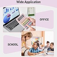 Vista 6 de Electronic Calculator,12 Digits Large LCD Display Small Desktop Calculators,Pink Basic with Big Buttons,Easy to Press Mechanical Switch Calculator,4