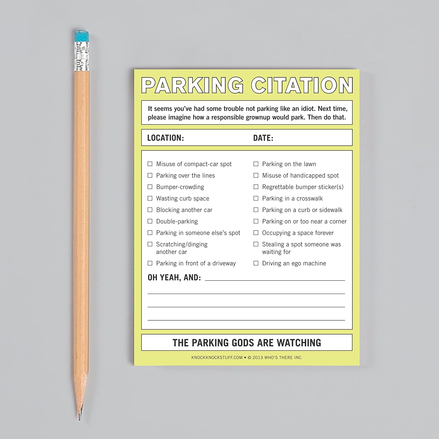 Knock Knock Nifty Note Pad, Parking Citation