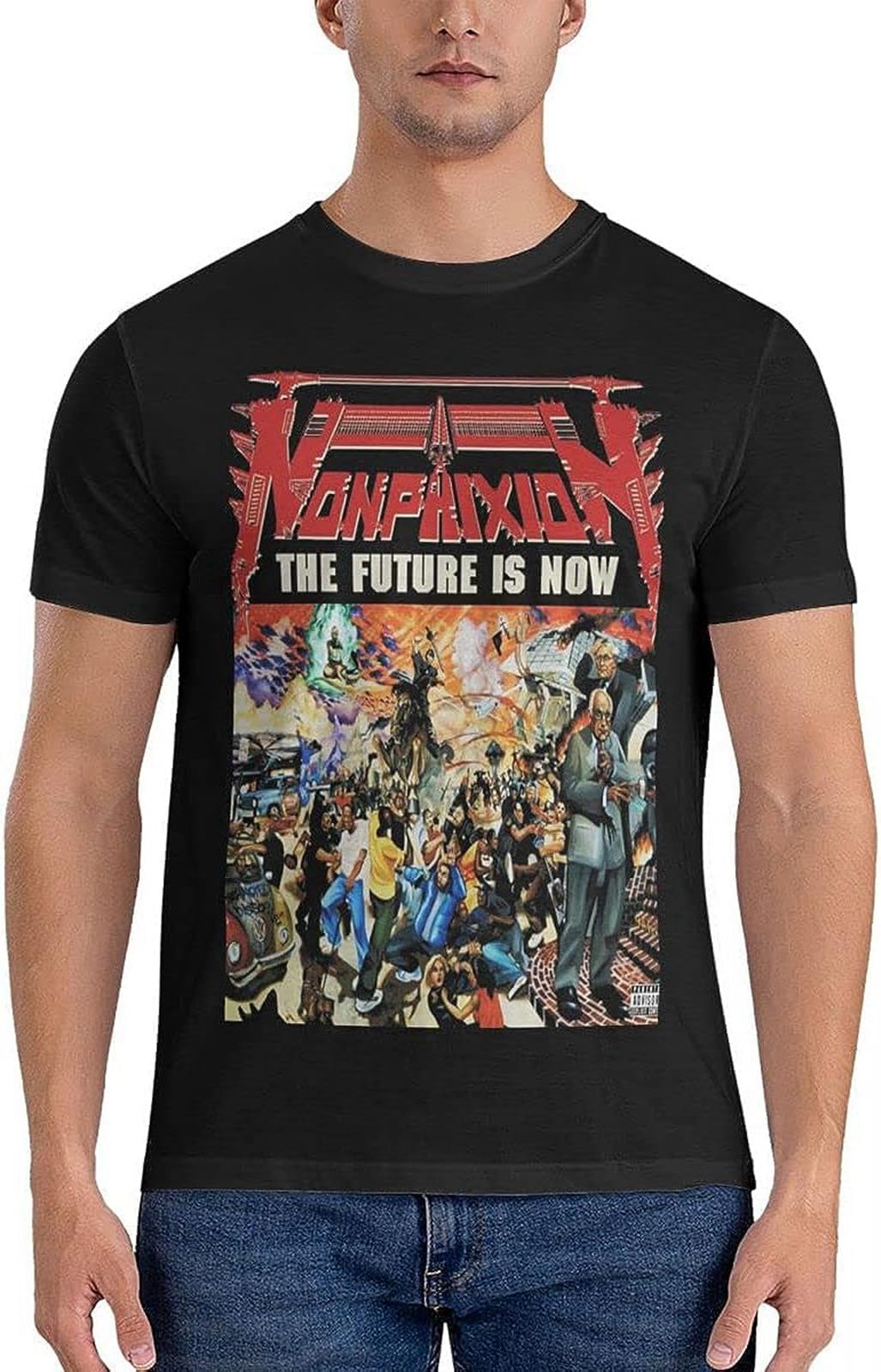 Keyru Men's Black Non Phixion T-Shirt Man Clothes T-Shirt Adult Short Sleeve Xxl
