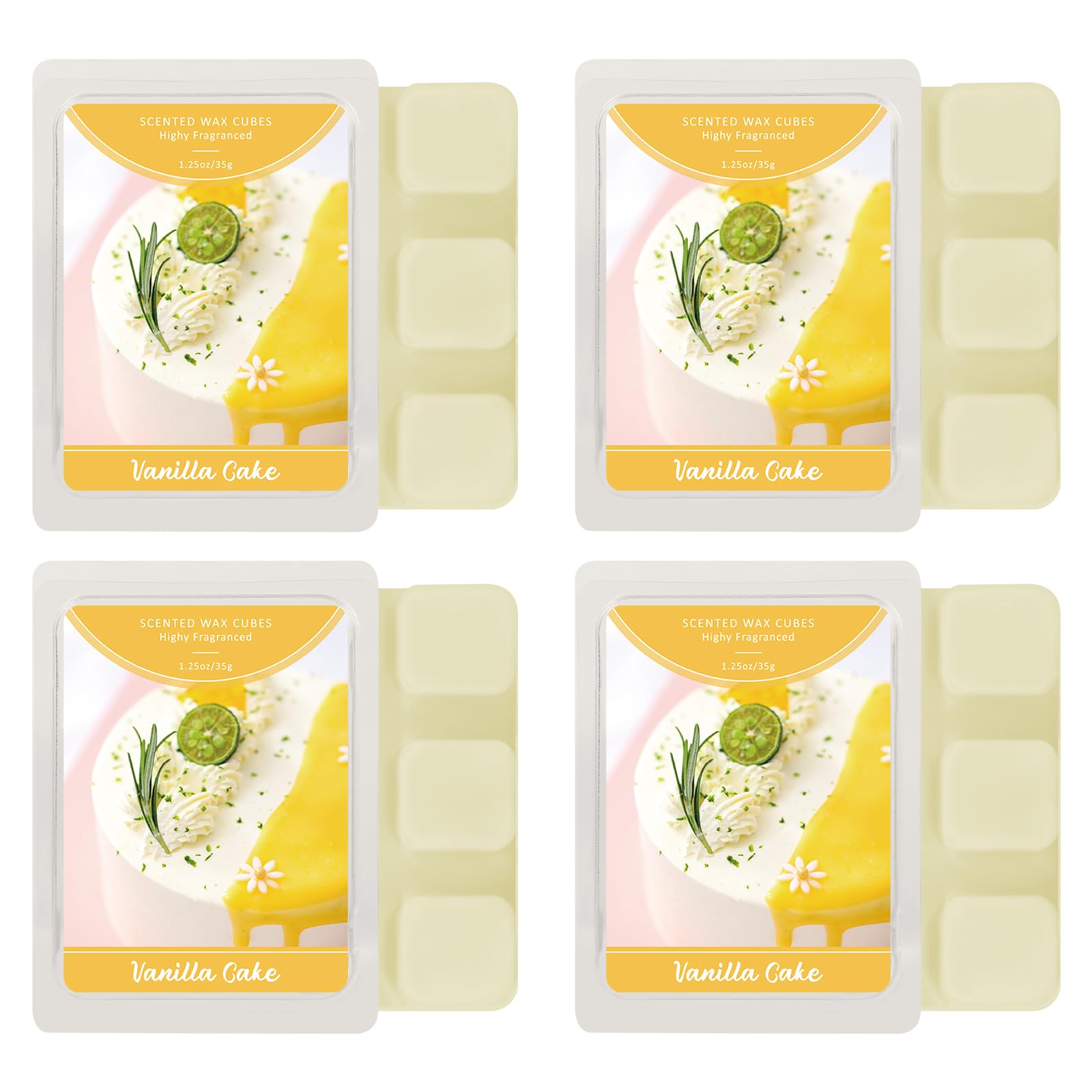 Lot De 4 Cubes De Cire De Soja Parfumée - Pomme Cannelle, Cèdre, Pain D'épices, Gâteau Vanille (70,9 G Pièce)