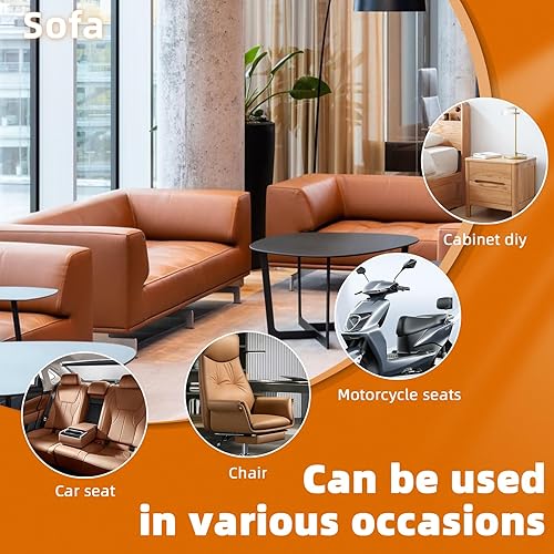 Miniatura 64 de Cinta de reparación de cuero, parche de reparación de cuero autoadhesivo para sofá, muebles, sofás, asientos de automóvil, kit avanzado de Café