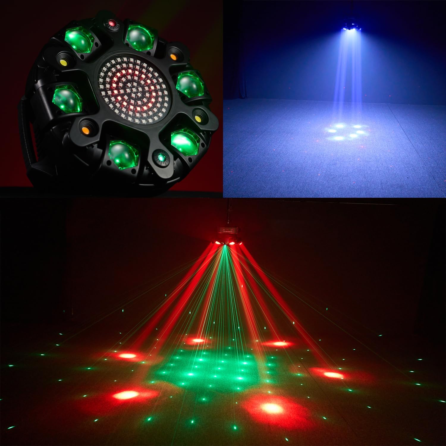 Dj Lights for Parties Moving Head 6-Arm with Remote Control RGBW LED DJ Stage Lights Professional Disco Light DMX512 & Sound Activated Rotating Light for Wedding Live House KTV Bar & Club Christmas