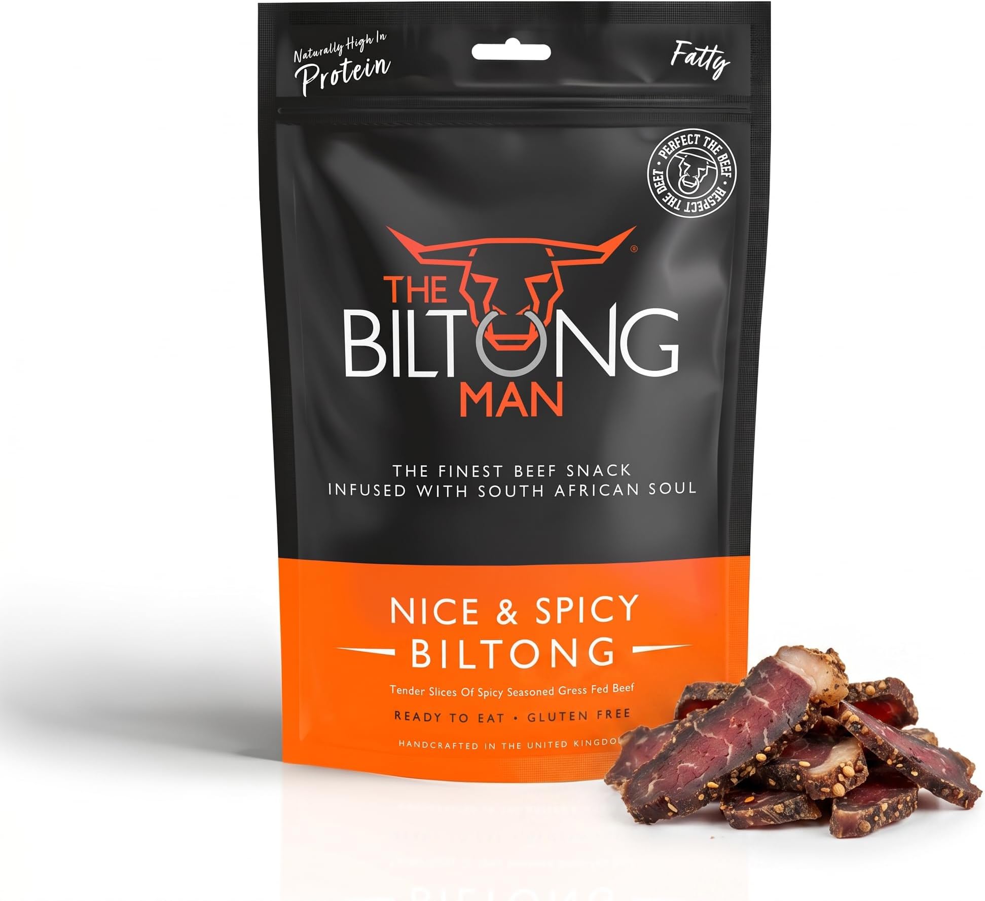 The Biltong Man Nice n Spicy Fatty - High-Protein Beef Snack, 500g