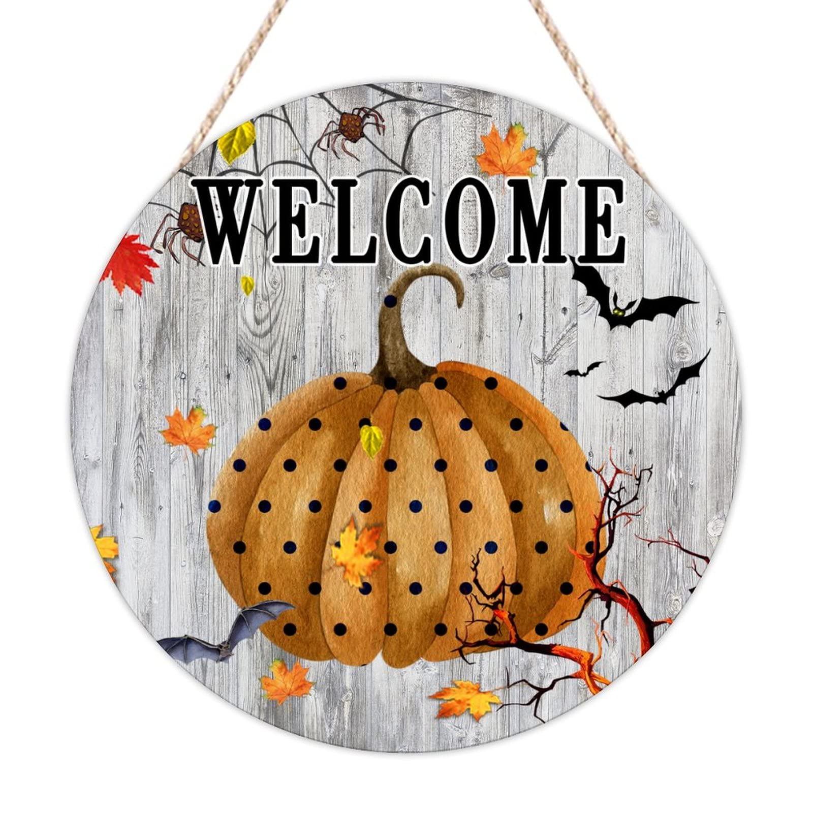 Panneau de bienvenue citrouille d'Halloween chic pour sublimer votre décoration de salon