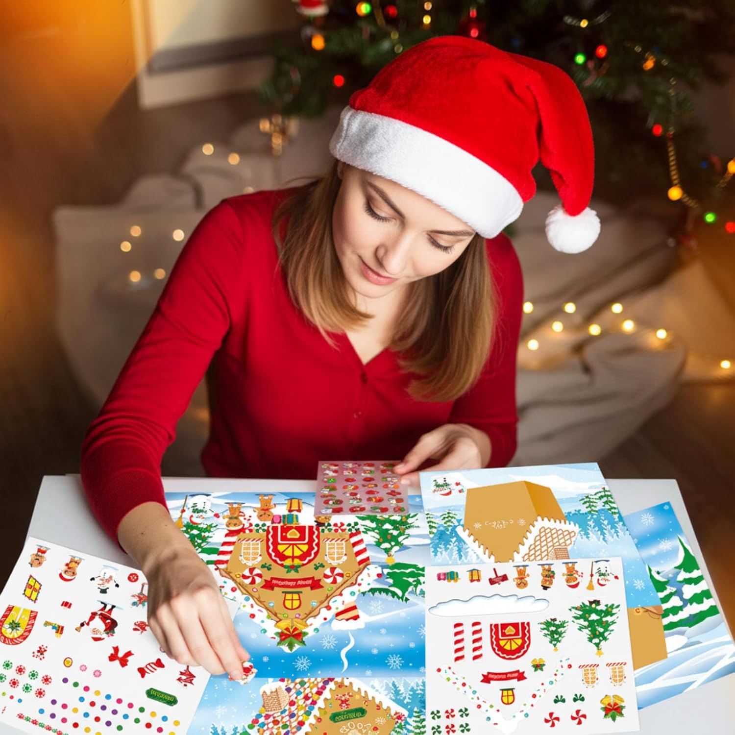 30 Pcs Make a Gingerbread House Stickers Crafts Gingerbread House Stickers Christmas Crafts for Party Game Activity Favor Supplies - Image 5