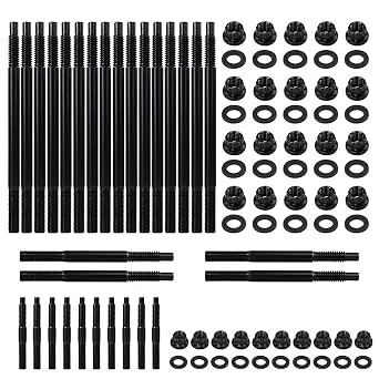 12-Point Cylinder Gasket Head Stud Bolts Nuts Kit Compatible with Chevy LS1 LQ9 LS6 4.8L 5.3L 5.7L 6.0L 1997-2003 Engines