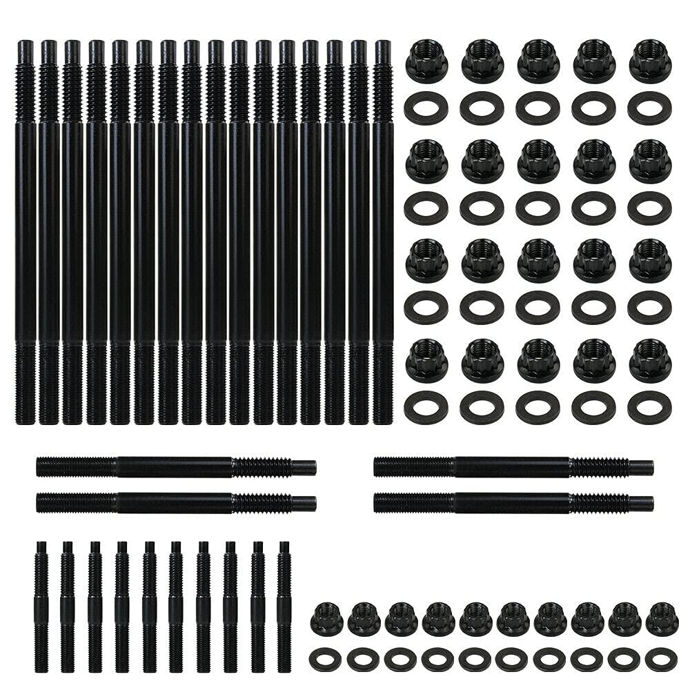 WENJTP 12-Point Cylinder Gasket Head Stud Bolts Nuts Kit Compatible with Chevy LS1 LQ9 LS6 4.8L 5.3L 5.7L 6.0L 1997-2003 Engines