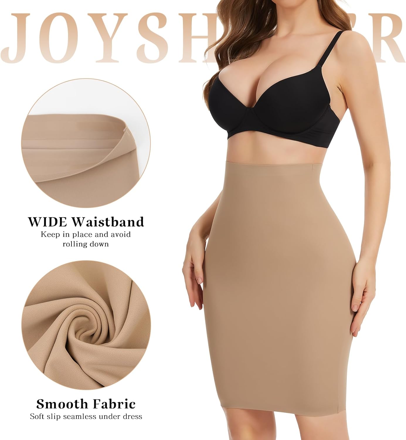 JOYSHAPER High Waist Half Slips for Women Under Dresses Tummy Control Seamless Shapewear Slip Body Shaper - Image 4