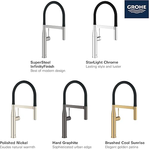 Miniatura 6 de GROHE 30271BE0 Essence - Grifo de fregadero de cocina de un solo mango con rociador extraíble latón acabado infinito de níquel pulido