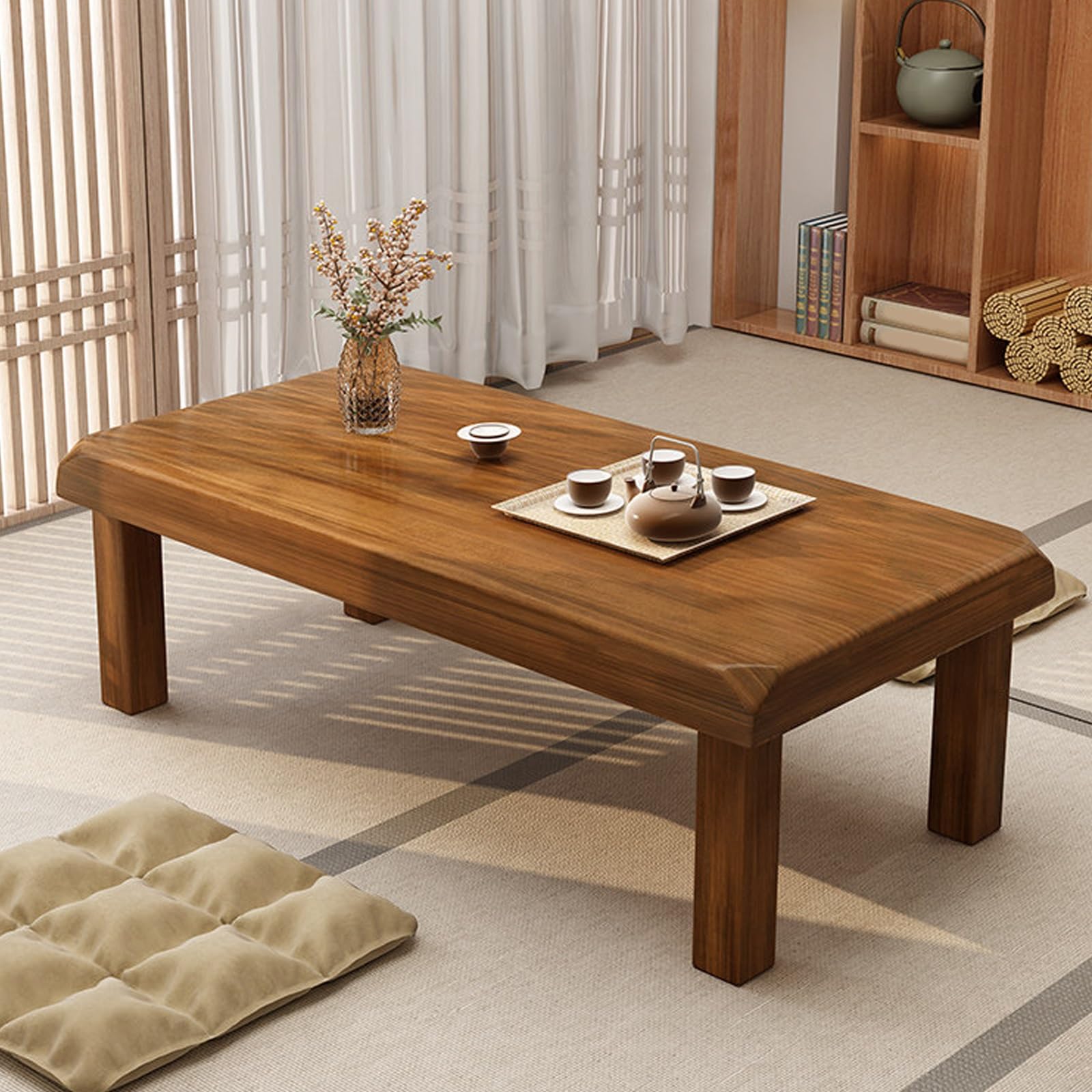 Table basse en bois massif marron au fini noble pour salon élégant